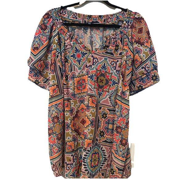 Democracy Blouse Womens 3X Multicolor Multi Design Sheer Boho Top - Picture 1 of 9
